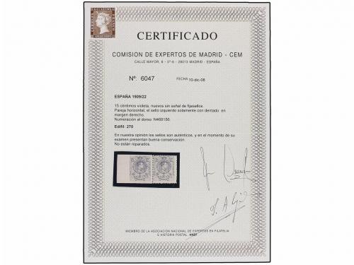 * ESPAÑA. Ed. 270dmd. 15 cts. violeta. Pareja, un sello SIN