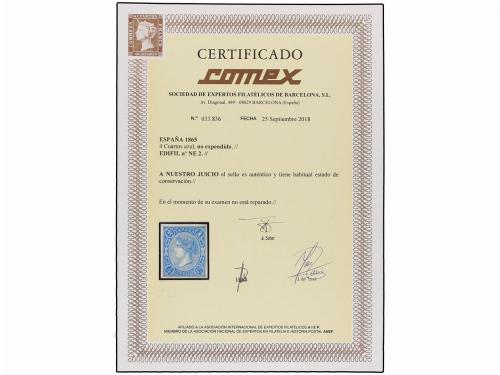 (*) ESPAÑA. Ed. NE 2. NO EMITIDO. 4 cuartos azul. MAGNÍFICO.