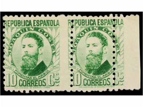 * ESPAÑA. Ed. 664. 10 cts. verde amarillo. Sello y pareja DE