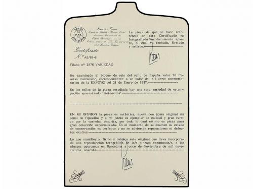 ** ESPAÑA. Ed. 2876A. EXPO'92. 50 pts. Bloque de seis, en cu