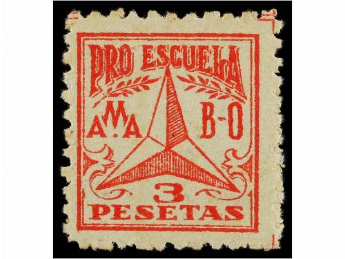 ESPAÑA GUERRA CIVIL. PRO ESCUELA. AMA. 1 pta. castaño y 3 pt