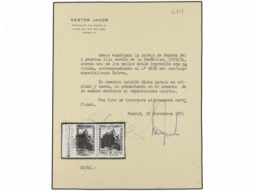 * ESPAÑA. Ed. 674ie. 4 pts. lila rosa. Pareja IMPRESIÓN DOBL