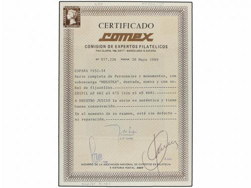 * ESPAÑA. Ed. 662/75M. SERIE COMPLETA, habilitación MUESTRA.