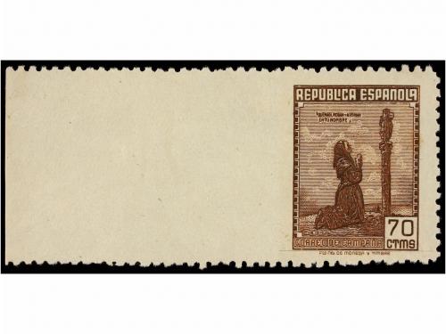 * ESPAÑA. Ed. NE 52. NO EMITIDO. 70 cts. castaño. Tres sello