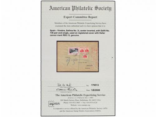 ✉ ESPAÑA GUERRA CIVIL. 1937. VINEBRE a PARÍS. 40 cts. rosa (