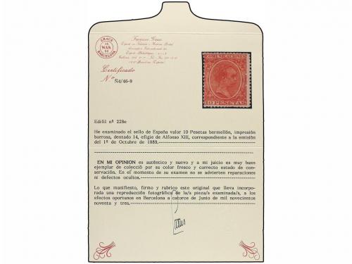 * ESPAÑA. Ed. 228ib. 10 pts. bermellón IMPRESIÓN BORROSA. Ex