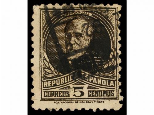 ° ESPAÑA. Ed. 655. 5 cts. castaño. IMPRESIÓN CALCADA AL DORS
