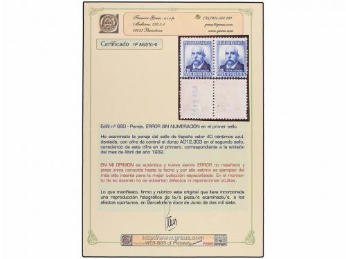 ** ESPAÑA. Ed. 660. 40 cts. azul. Pareja, un sello SIN NUMER