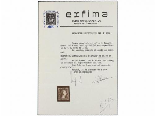 * ESPAÑA. Ed. 4. 6 reales azul. Color excepcional conservand