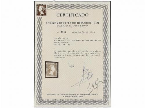 * ESPAÑA. Ed. 4. 6 reales azul. Color excepcional conservand