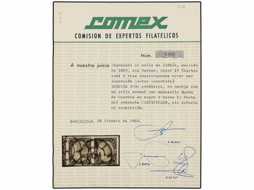 ° ESPAÑA. Ed. 70 + 70ei. 12 cuartos azul y rosa. Pareja, un