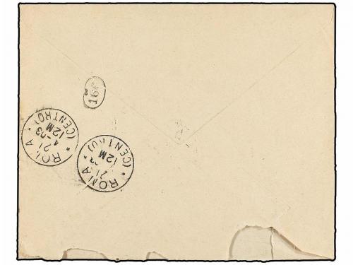 ✉ ESPAÑA. Ed. 241 (5), 242, 247. 1903. IGUALADA a ROMA. 2 ct