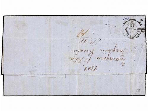 ¿ ESPAÑA. Ed. 58. 1862. ZARAGOZA a BARCELONA. 4 cuartos cast