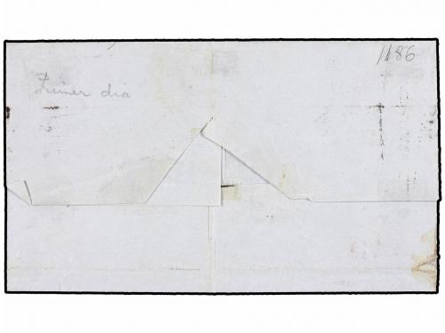 ¿ ESPAÑA. Ed. 24. 1854. SANTIAGO a MADRID. 6 cuartos rojo. M