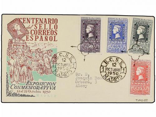 ¿ ESPAÑA. Ed. 1075/82. 1950 (12 Oct.). MADRID a ALCOY. Serie