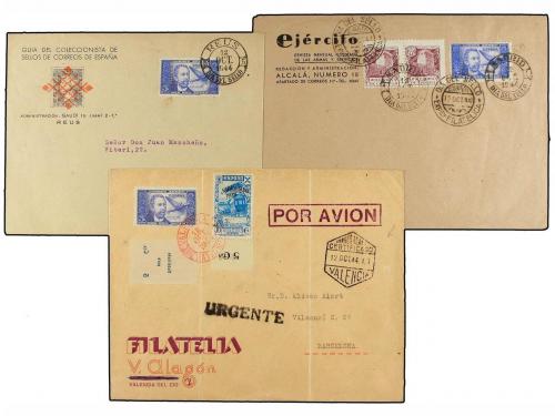 ¿ ESPAÑA. Ed. 983 (11). 1944 (12 Oct.). 5 pts. azul. Conjunt