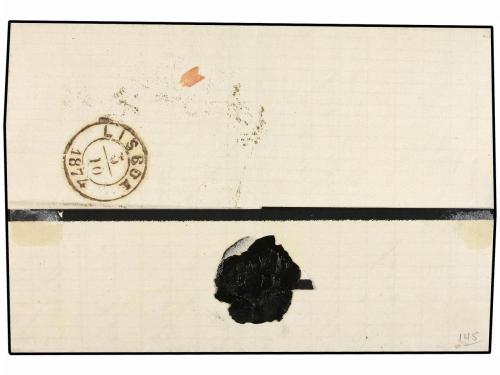 ¿ ESPAÑA. Ed. 145, 141. 1874. SEVILLA a LISBOA. 10 cts. azul