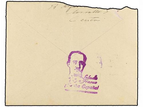 ✉ ESPAÑA GUERRA CIVIL. 1939. CEUTA a BARCELONA. Carta con te