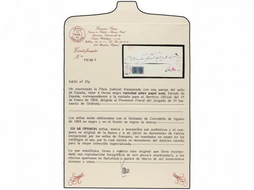 ¿ ESPAÑA. Ed. 37p. 1865. CORCUBION a ORDENES. Plica Judicial