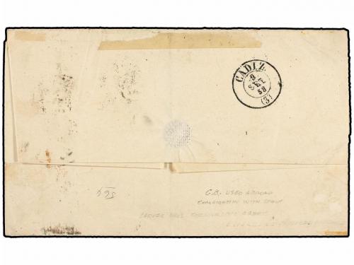 ¿ ESPAÑA. Ed. 48. 1858. GIBRALTAR a CÁDIZ. Carta circulada c