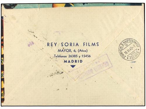 ¿ ESPAÑA. Ed. 927, 930. 1943. MADRID a SUIZA. 50 cts. y 1 pt