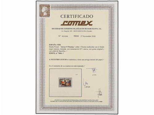 * ESPAÑA. Ed. 766b. HB. Aéreo + 5 pts. multicolor, color NEG