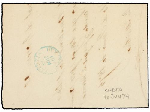 ¿ ESPAÑA. 1874. ARETA a DURANGO. Marca circular ARETA/CORREO