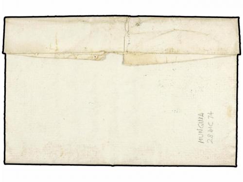 ✉ ESPAÑA. 1874. MUNGUIA a BARRICA. Carta completa. Marca de 