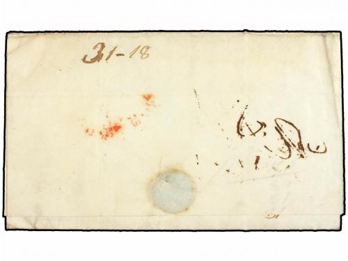 ¿ URUGUAY. 1841. MONTEVIDEO a CALELLA (Barcelona). Marca BUE