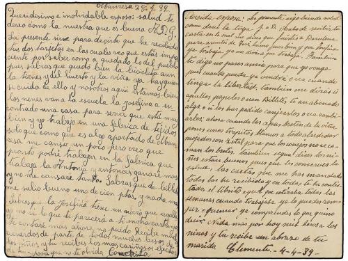 ✉ ESPAÑA GUERRA CIVIL. 1939. DOS Tarjetas Postales salidas y