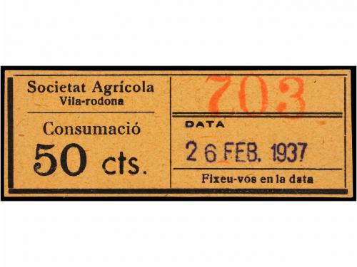 ESPAÑA GUERRA CIVIL. VILA-RODONA. Vales de 30 cts. y 50 cts.