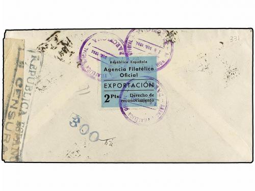 ¿ ESPAÑA. Ed. 791. 1938. BARCELONA a BÉLGICA. 2,50 pts. s. 2