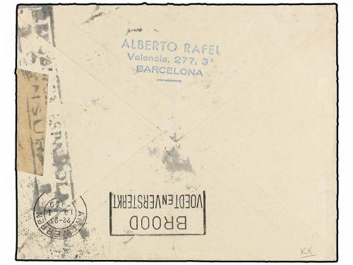 ✉ ESPAÑA. Ed. 791, 745, 746 (2). 1939. BARCELONA a BÉLGICA. 