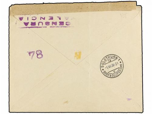 ✉ ESPAÑA. Ed. 785 (2), 767, 745. 1938. BARCELONA a SUIZA. 1,