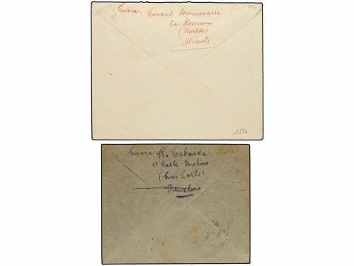 ✉ ESPAÑA. Ed. 783, 784. 1938. Dos cartas con franqueos de 1 