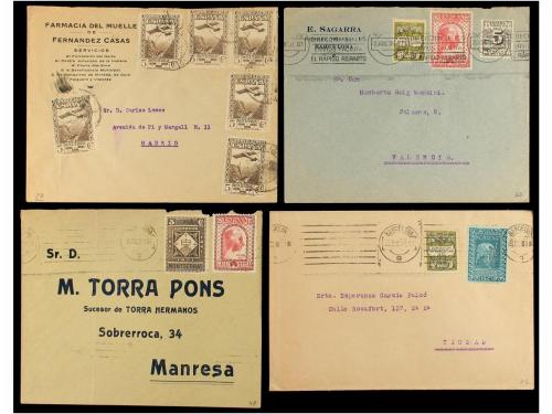 ✉ ESPAÑA. 1931. MONTSERRAT. Conjunto de 17 cartas con divers