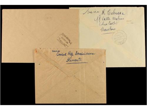 ✉ ESPAÑA. Ed. 784 (2), 791. 1938. TRES cartas BARCELONA corr