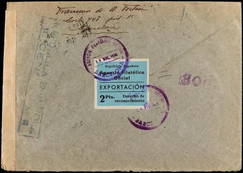 ✉ ESPAÑA. Ed. 791, 750, 752, 770, 771. 1938. BARCELONA a BÉL