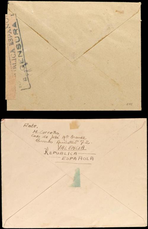 ✉ ESPAÑA. Ed. 791. 1938-39. DOS cartas circuladas con el sel