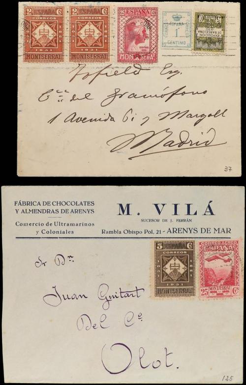 ✉ ESPAÑA. 1931. CONJUNTO de nueve cartas con diversos valore