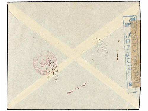 ¿ ESPAÑA. Ed. 791, 750, 762. 1938. BARCELONA a U.S.A. 2,50 p