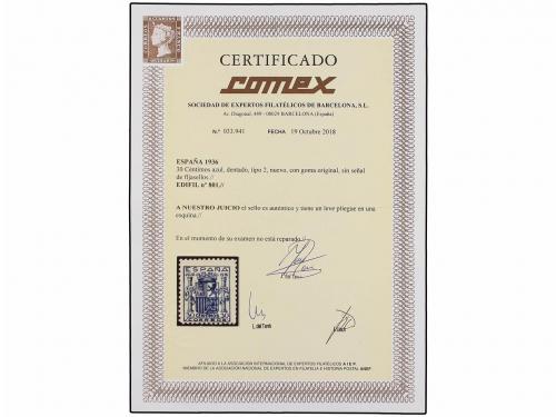 ** ESPAÑA. Ed. 801. 30 cts. azul. Centraje habitual, leve pl