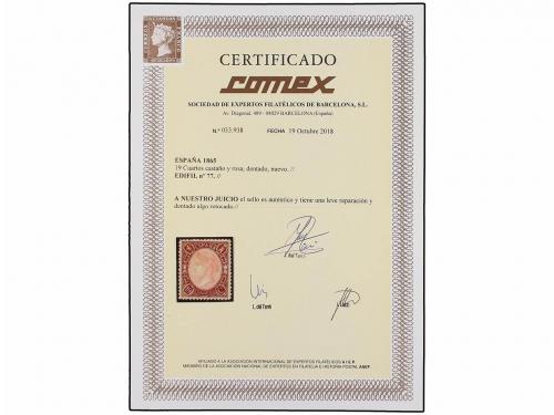 (*) ESPAÑA. Ed. 77. 19 cuartos castaño y rosa. Excelente cen