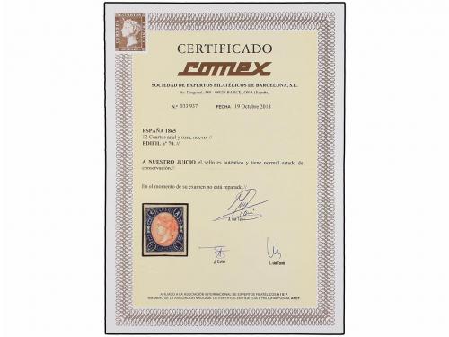 * ESPAÑA. Ed. 70. 12 cuartos azul y rosa. Color exepcional.