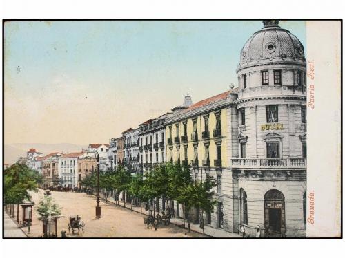 ¿ ESPAÑA. Ed. 243. 1907. GRANADA a BARCELONA. Tarjeta Postal