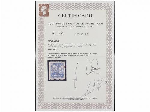 ** ESPAÑA. Ed. 996idd. 80 + 10 cts. azul, CRUZ DE LORENA DES