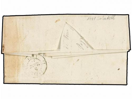 ¿ ESPAÑA: PREFILATELIA. 1841. SABADELL a PARÍS. Manuscrito "