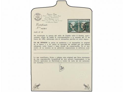 ° ESPAÑA. Ed. 16. 6 reales azul verde. Pareja, mat. PARRILLA