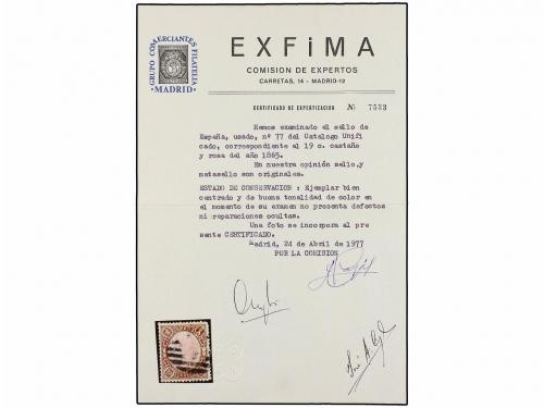 ° ESPAÑA. Ed. 77. 19 cuartos castaño y rosa, mat. PARRILLA C