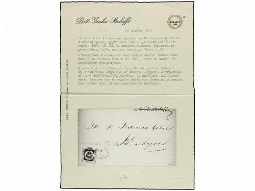 ¿ URUGUAY. 1863. MONTEVIDEO a BUENOS AYRES. 120 centésimas a